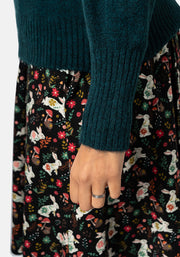 Jewel Green Balloon Sleeve Jumper