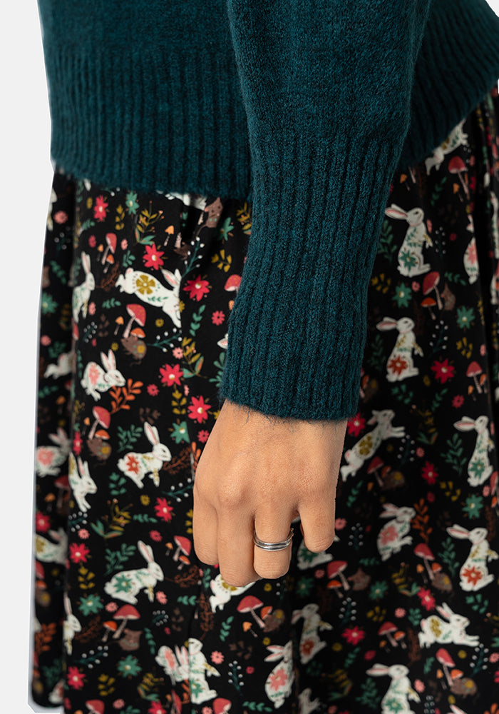 Jewel Green Balloon Sleeve Jumper