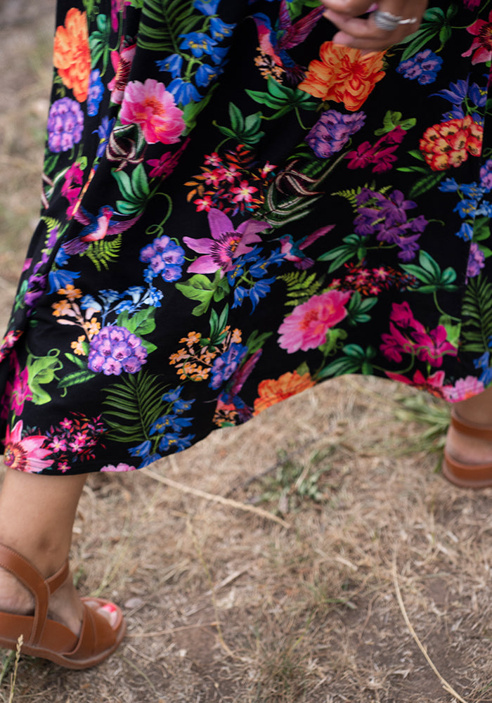 Tenth angle of Jolanda Botanical Bird Print Viscose Midaxi Dress