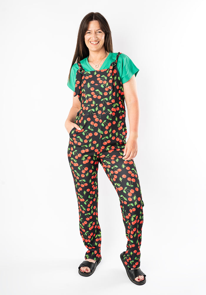 Third angle of Jordan Cherry Print Dungaree