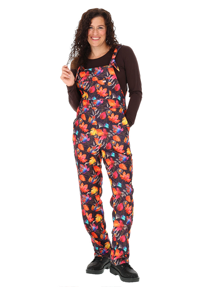 Jordan Dark Purple Fall Leaves Print Dungaree