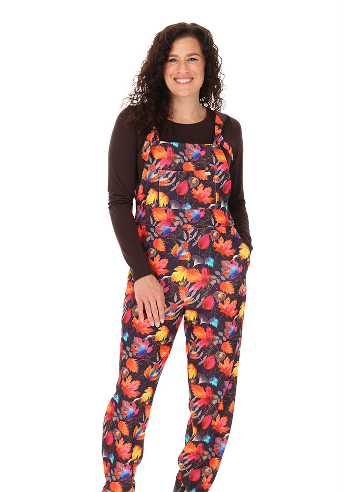 Jordan Dark Purple Fall Leaves Print Dungaree