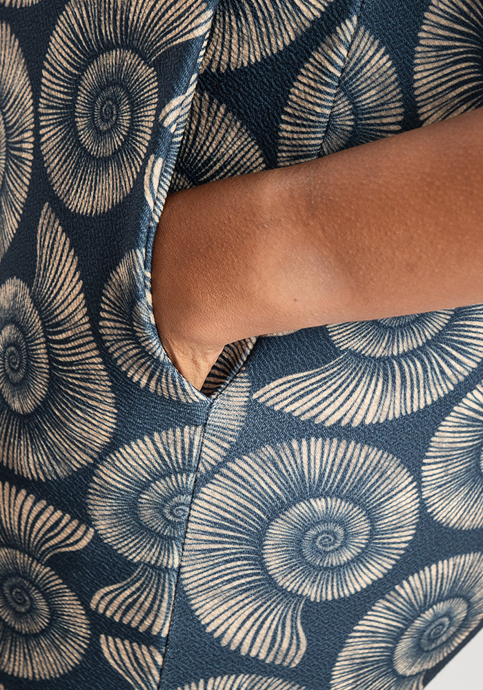 Seventh angle of Jordan Fossil Print Textured Crepe Dungaree