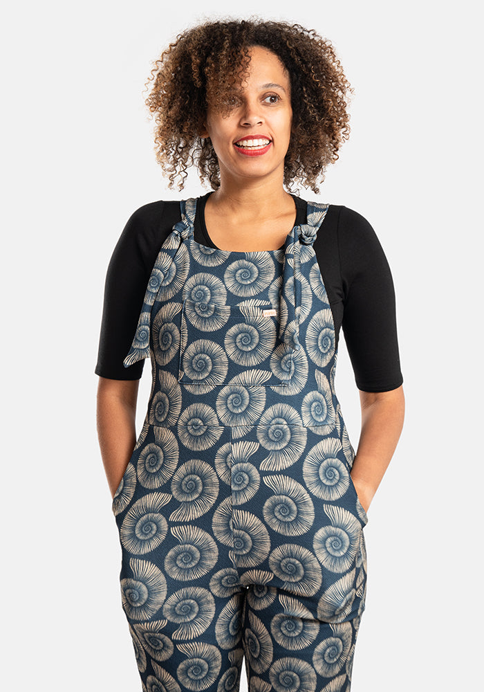 Eighth angle of Jordan Fossil Print Textured Crepe Dungaree