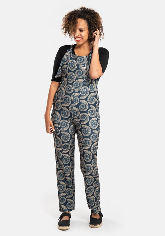 Ninth angle of Jordan Fossil Print Textured Crepe Dungaree