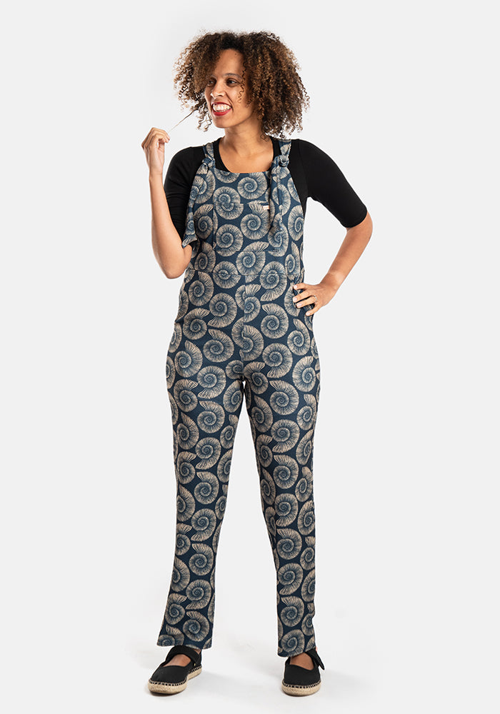 Fourth angle of Jordan Fossil Print Textured Crepe Dungaree
