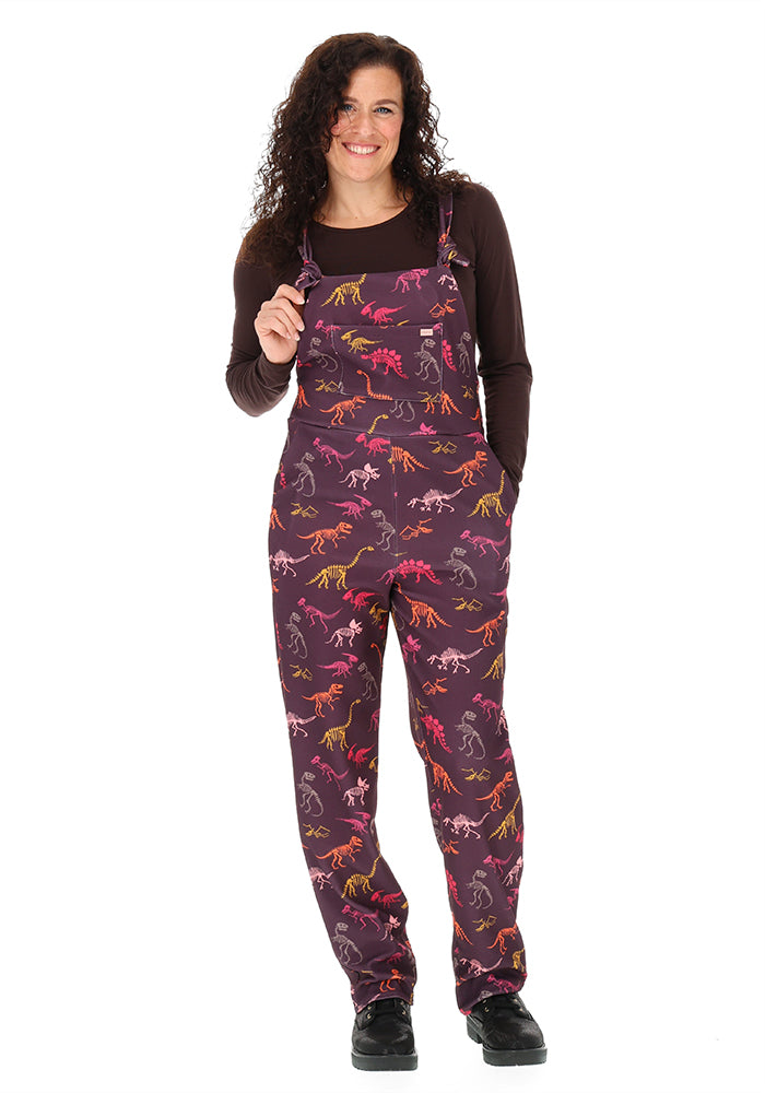Jordan Wine Skeleton Dinosaur Print Dungaree
