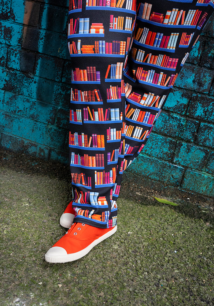 Eighth angle of Jordan Bookshelf Print Textured Crepe Dungaree