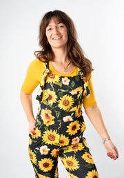 Jordan Black Sunflower Print Dungaree