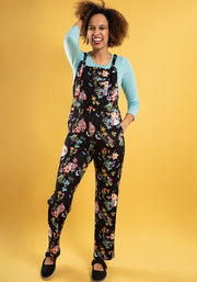 Jordan Black Botanical Moon Print Dungaree
