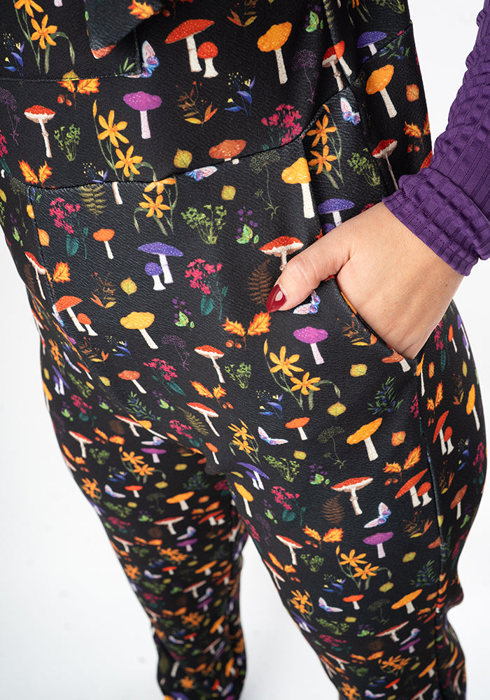 Fourth angle of Jordan Botanical Mushroom Print Dungaree