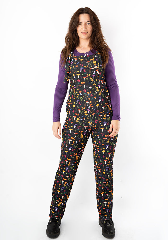 Third angle of Jordan Botanical Mushroom Print Dungaree