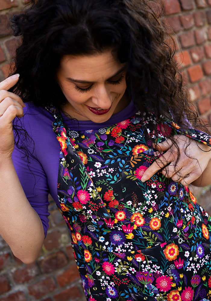 Fifth angle of Jordan Hidden Cat Print Textured Crepe Dungaree