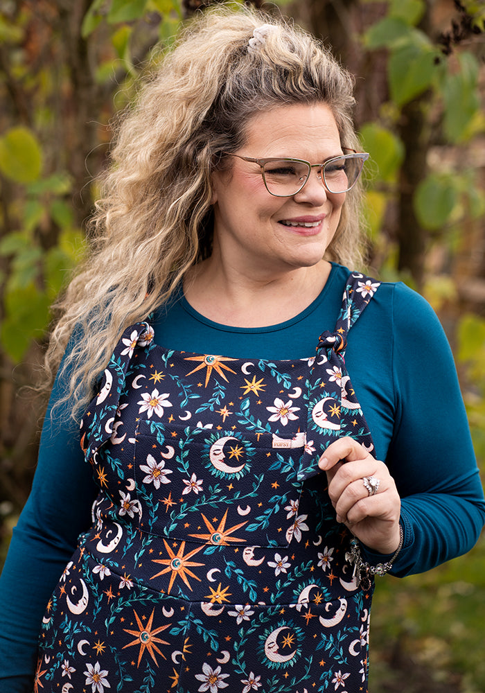 Fourth angle of Jordan Celestial Moon Print Full Length Dungaree