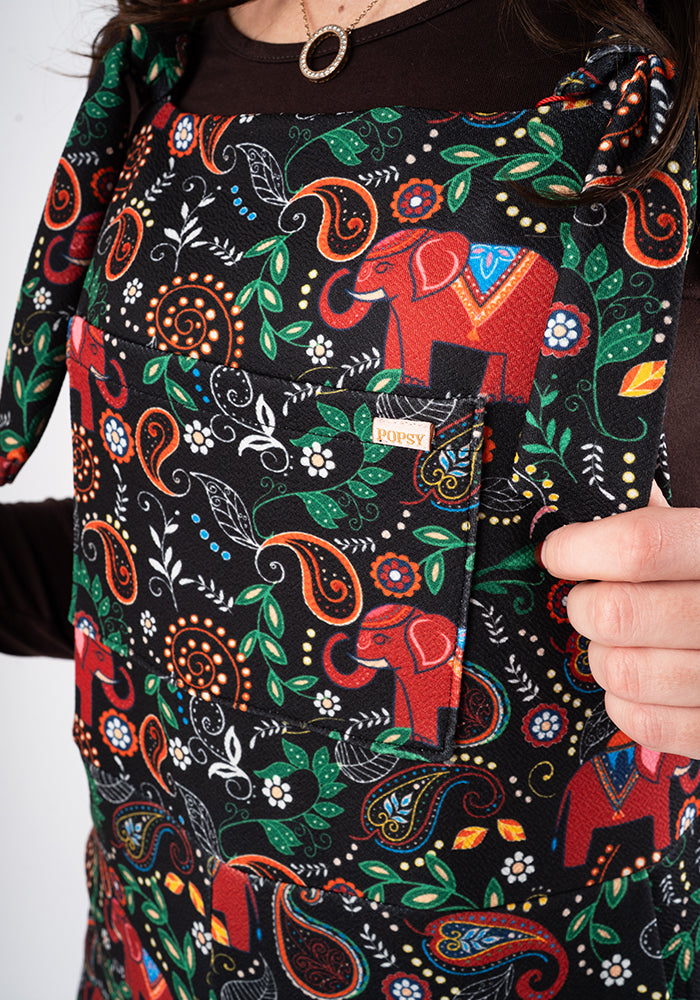 Third angle of Jordan Elephant Paisley Print Dungaree