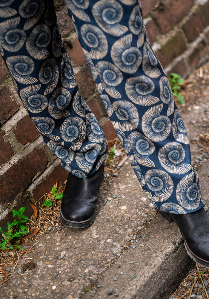Sixth angle of Jordan Fossil Print Textured Crepe Dungaree