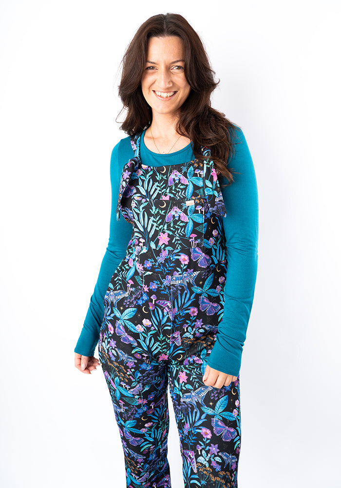 Third angle of Jordan Mystical Moth Print Full Length Dungaree