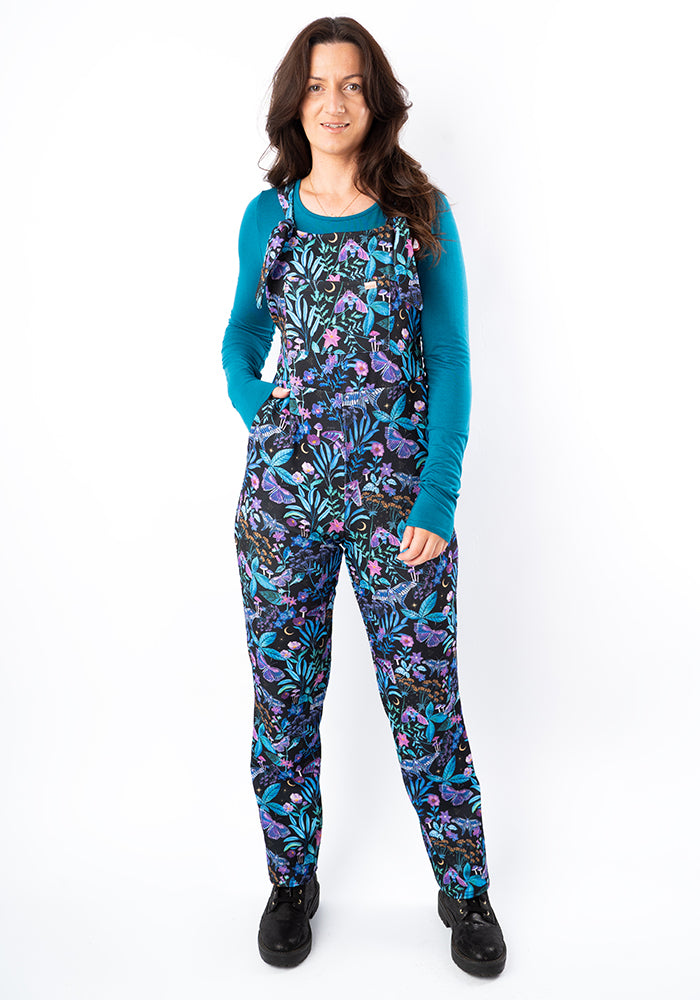 Fourth angle of Jordan Mystical Moth Print Full Length Dungaree