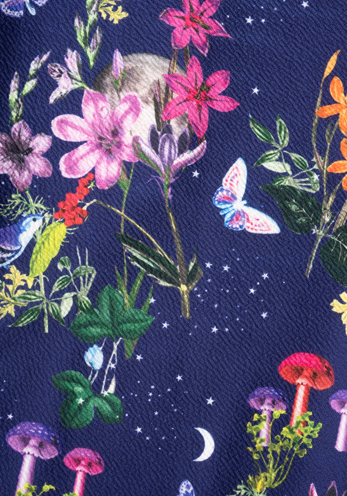 Second angle of Jordan Purple Botanical Moon Print Dungaree