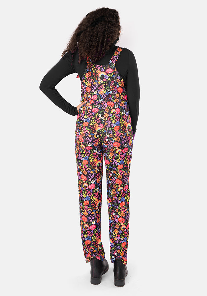Sixth angle of Jordan Garden Rainbow Print Textured Crepe Dungaree