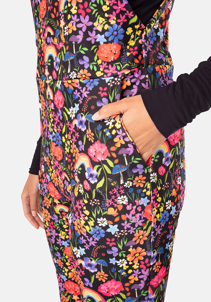 Fourth angle of Jordan Garden Rainbow Print Textured Crepe Dungaree