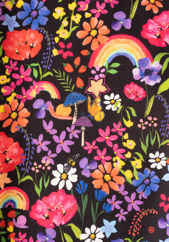 Second angle of Jordan Garden Rainbow Print Textured Crepe Dungaree