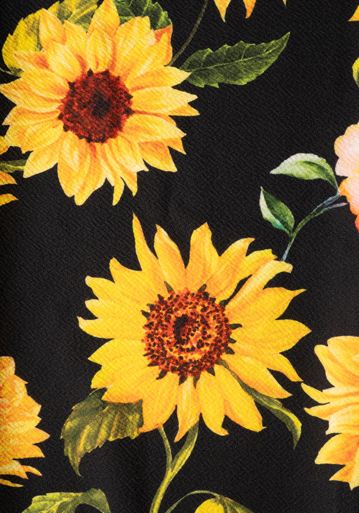 Second angle of Jordan Black Sunflower Print Dungaree