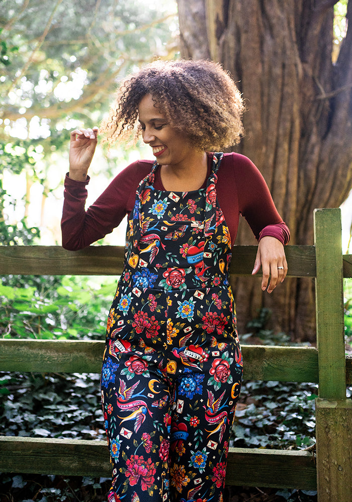 Third angle of Jordan Tattoo Print Dungaree