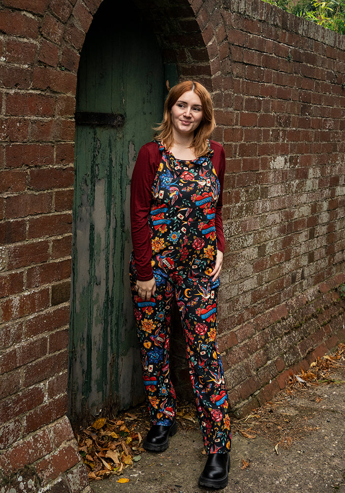 Ninth angle of Jordan Tattoo Print Dungaree