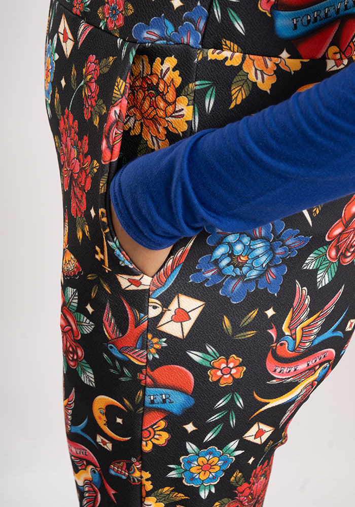 Seventh angle of Jordan Tattoo Print Dungaree