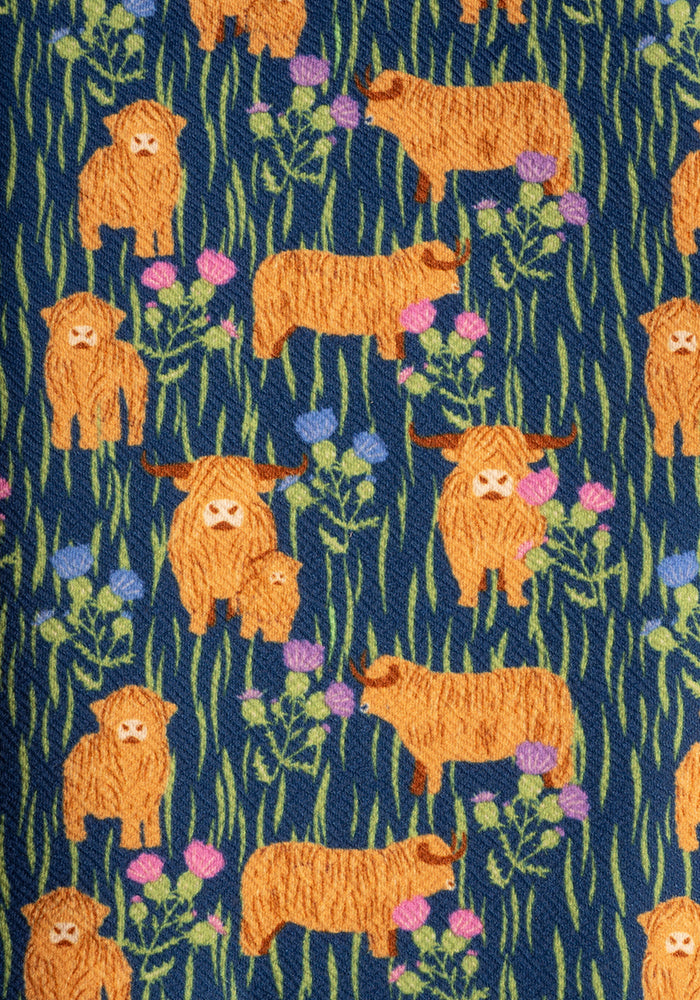 Second angle of Jordan Highland Cow Print Textured Crepe Dungaree