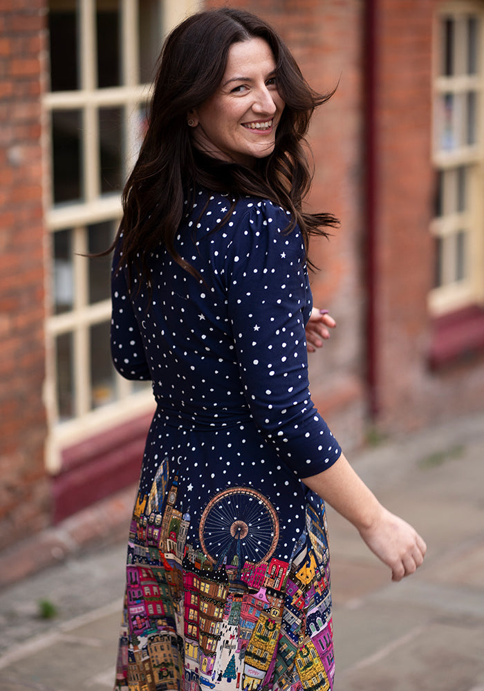 Jovial London Border Print Cotton Dress