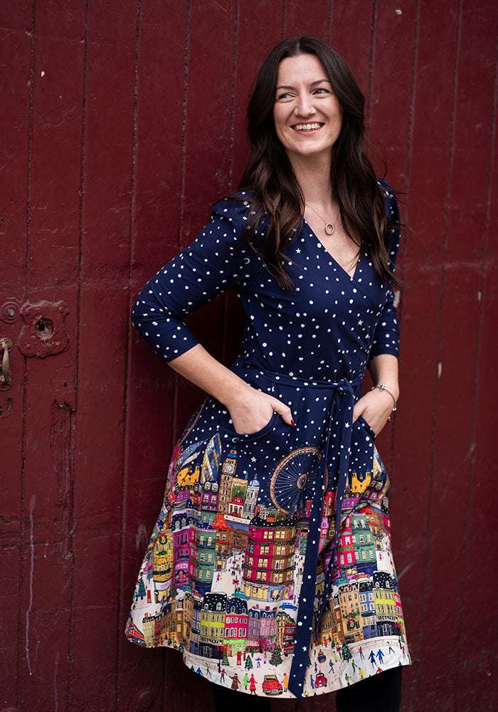 Jovial London Border Print Cotton Dress