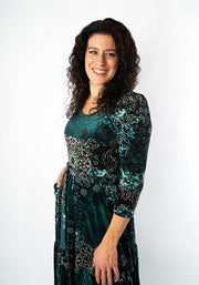 ** PRE ORDER ** Jozette Patchwork Paisley Printed Velour Midaxi Dress ** PRE ORDER **