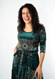 ** PRE ORDER ** Jozette Patchwork Paisley Printed Velour Midaxi Dress ** PRE ORDER **