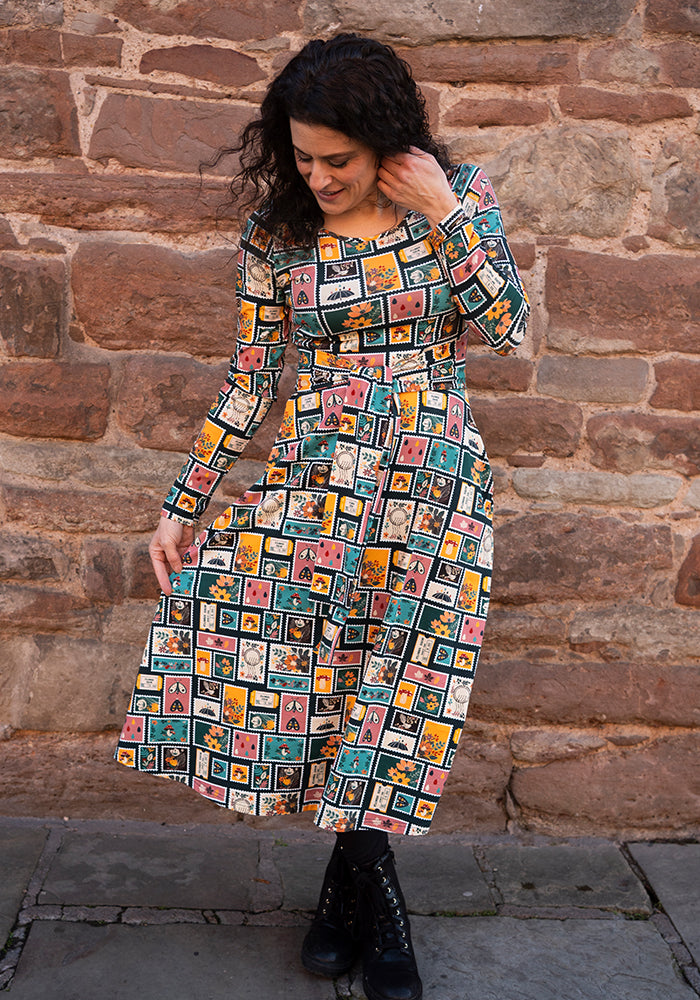 Fifth angle of Jude Stamps Print Cotton Midi Dress