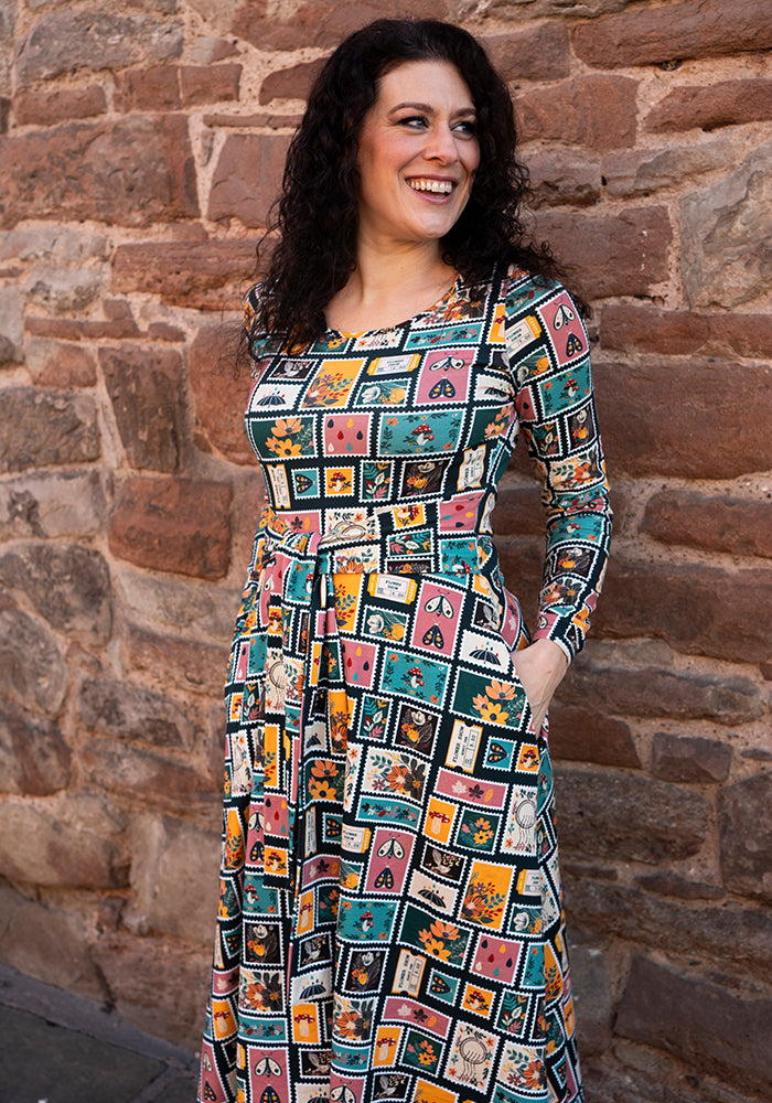 Tenth angle of Jude Stamps Print Cotton Midi Dress