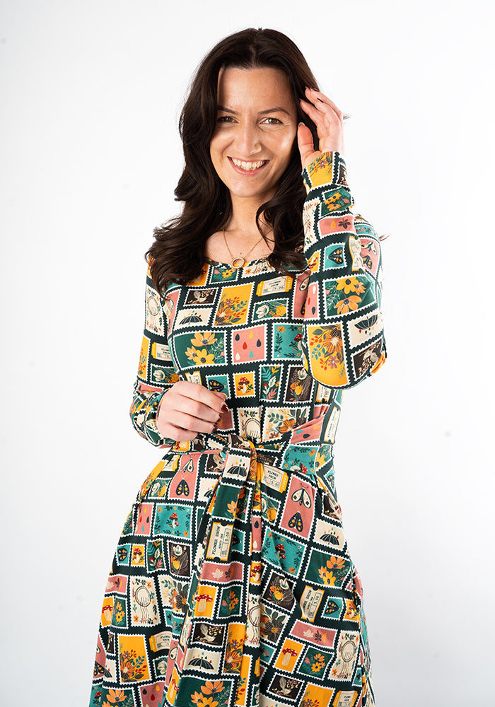 Eighth angle of Jude Stamps Print Cotton Midi Dress