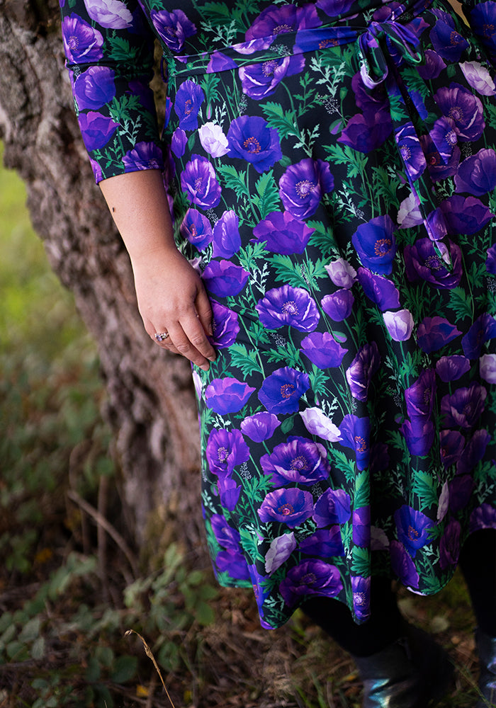 Fourth angle of Judy Purple Poppy Print Jersey Midi Dress