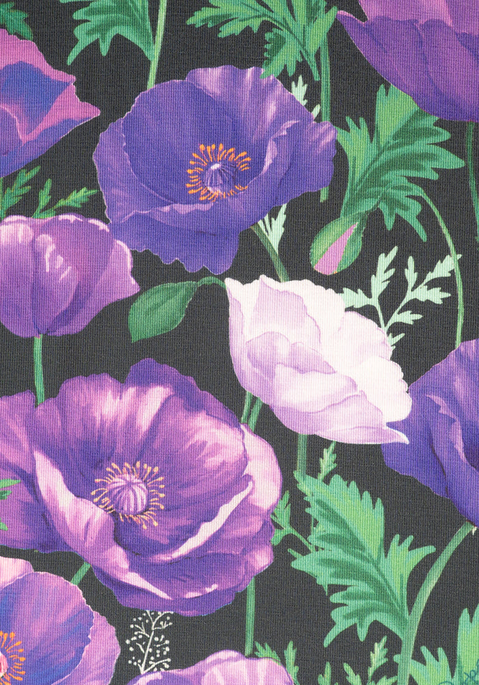 Judy Purple Poppy Print Midi Dress
