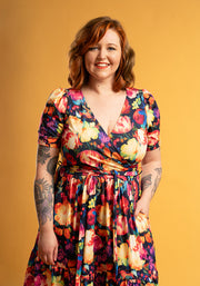 Jules Bright Blurred Floral Print Tiered Hem Midaxi Dress