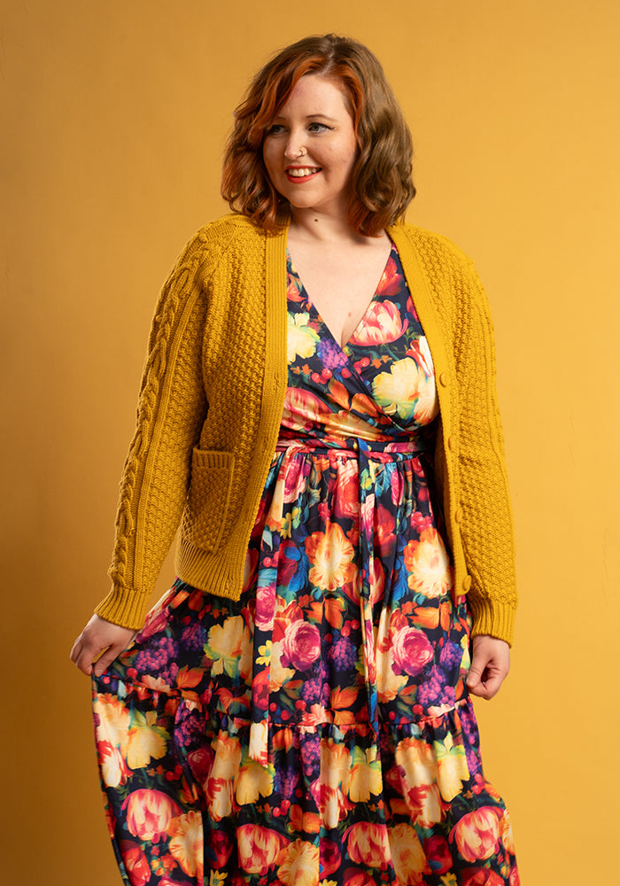 Jules Bright Blurred Floral Print Tiered Hem Midaxi Dress