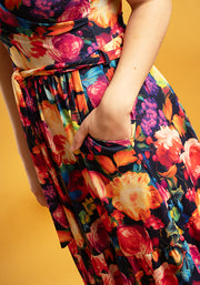 Jules Bright Blurred Floral Print Tiered Hem Midaxi Dress