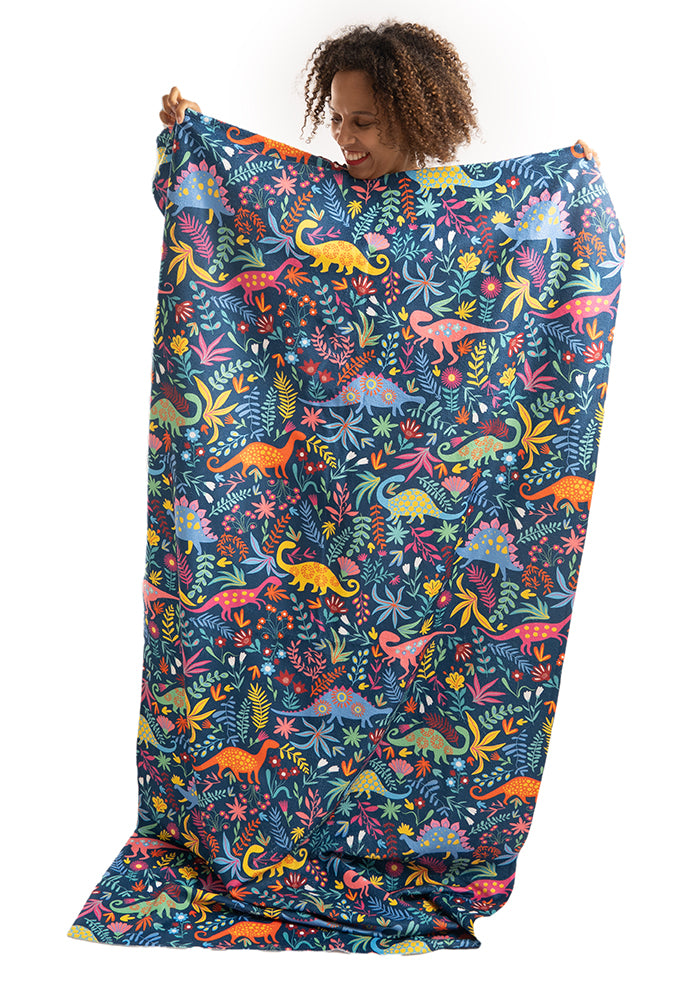 Third angle of Dinosaur Blue Print Jumbo Bath Sheet