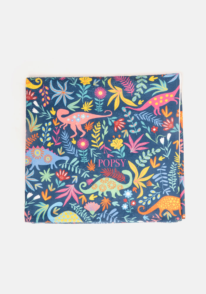 Fourth angle of Dinosaur Blue Print Jumbo Bath Sheet