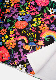 Garden Rainbow Print Black Jumbo Bath Sheet