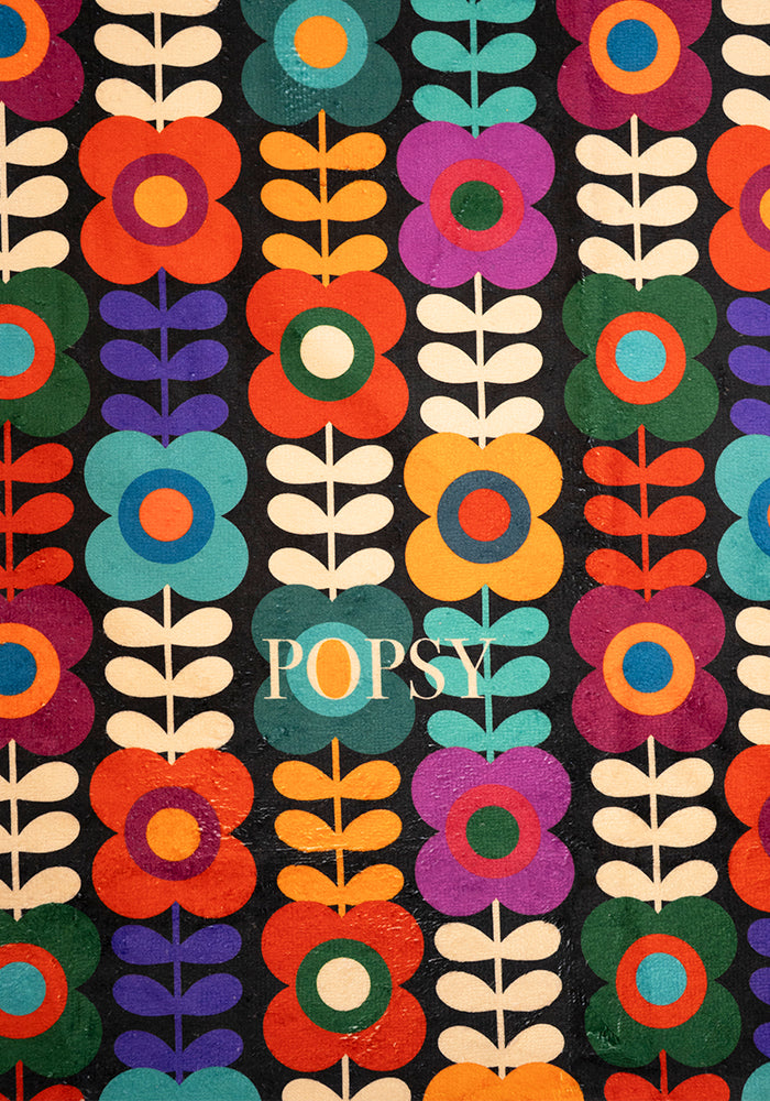 Second angle of Retro Flower Print Jumbo Bath Sheet