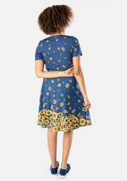 June Sunflower Border Print Dress