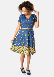 June Sunflower Border Print Dress