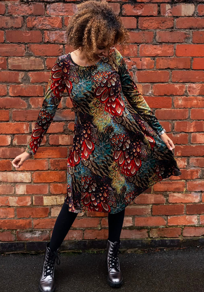 Kiria Brown Feature Print Trapeze Dress